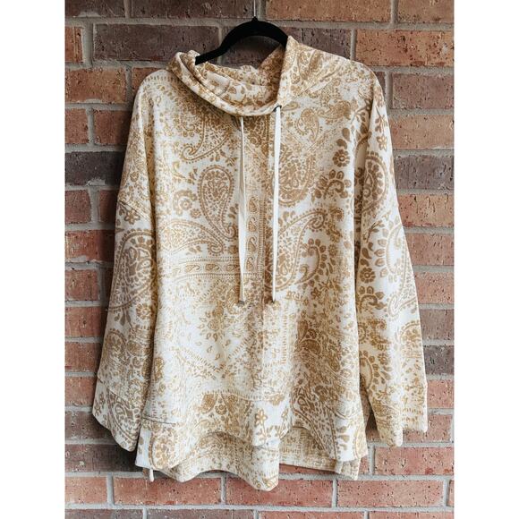 Westbound Tops - Westbound Women's Plus Size Paisley Cowl Long Sleeved Top 3X